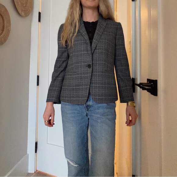 Ann Taylor Charcoal Plaid Blazer - Picture 5 of 6
